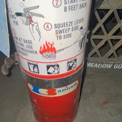 2 FIRE EXTINGUISHERS AND MILK CRATE