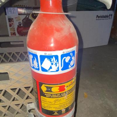 2 FIRE EXTINGUISHERS AND MILK CRATE