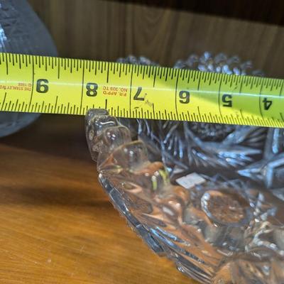 Press Glass Crystal Bowl Hobstar Pinwheel Fan Sawtooth Star Of David Approx 8"