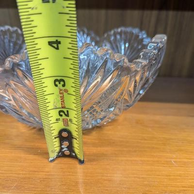 Press Glass Crystal Bowl Hobstar Pinwheel Fan Sawtooth Star Of David Approx 8"