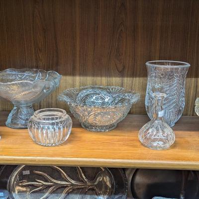 Vintage Pressed & Cut Glass Crystal Decor