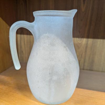 Frosted Greyhound Glass Pitcher Approx 7 1/2" Tall