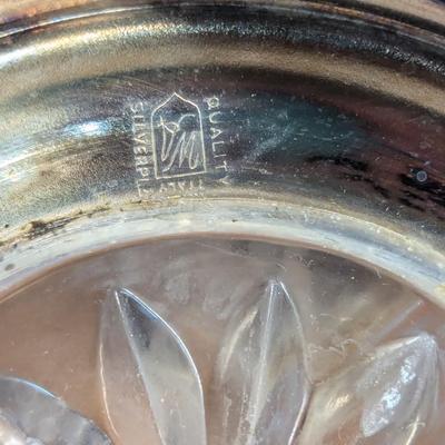 Fostoria Navarre Etched Glass Made In Italy Silver Plated Base Bowl & Other Various Glass Crystal Decor
