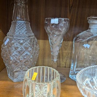 Fostoria Navarre Etched Glass Made In Italy Silver Plated Base Bowl & Other Various Glass Crystal Decor