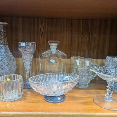 Fostoria Navarre Etched Glass Made In Italy Silver Plated Base Bowl & Other Various Glass Crystal Decor