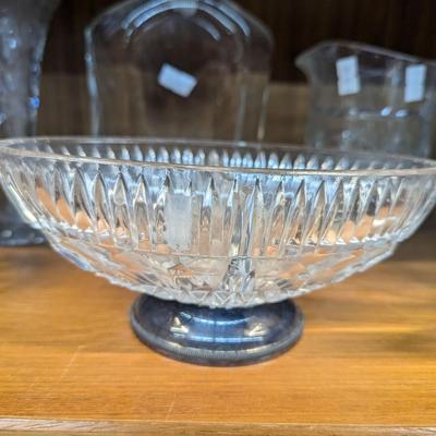 Fostoria Navarre Etched Glass Made In Italy Silver Plated Base Bowl & Other Various Glass Crystal Decor