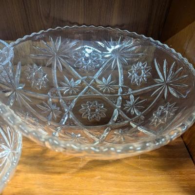Anchor Hocking Star Of David Press Glass Bowls & Various Glass Crystal Decor