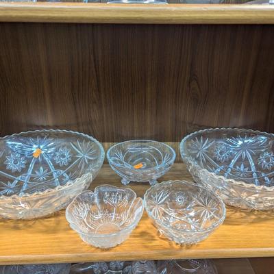 Anchor Hocking Star Of David Press Glass Bowls & Various Glass Crystal Decor
