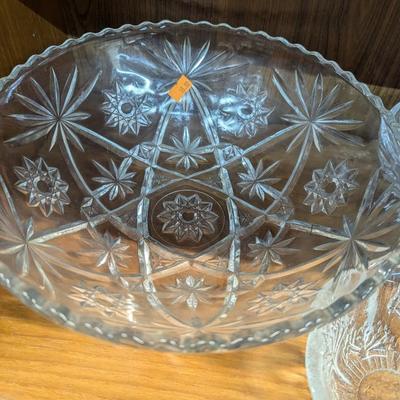 Anchor Hocking Star Of David Press Glass Bowls & Various Glass Crystal Decor