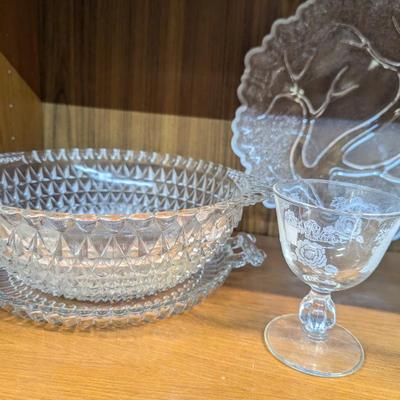 Hazel Atlas Orchard Clear Serving & Various Glass Pieces