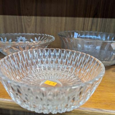 Various Glass/Crystal Serving Dishes & Bell