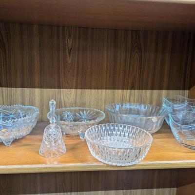 Various Glass/Crystal Serving Dishes & Bell