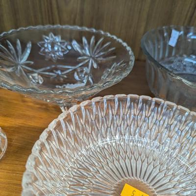 Various Glass/Crystal Serving Dishes & Bell