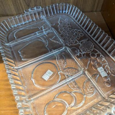 Glass Hors d'Oeuvres Serving Platters 1 With Gold Trim