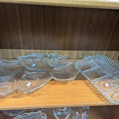 Glass Hors d'Oeuvres Serving Platters 1 With Gold Trim