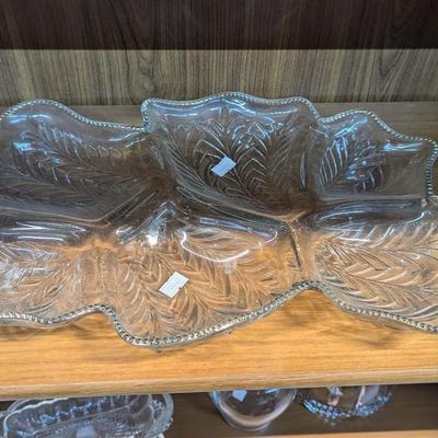 Glass Hors d'Oeuvres Serving Platters 1 With Gold Trim