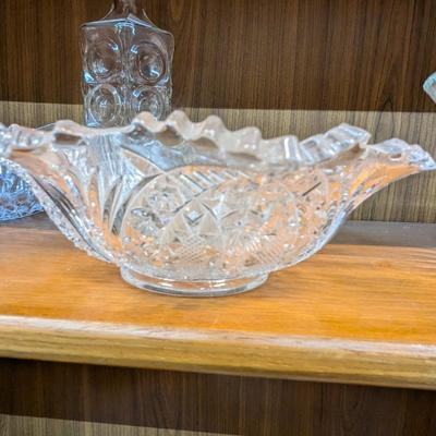 Gorham Cut Class Althea Oval Dish Concave Circle Details Decanter & Bowls