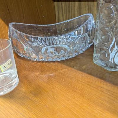 Gorham Cut Class Althea Oval Dish Concave Circle Details Decanter & Bowls