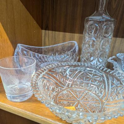 Gorham Cut Class Althea Oval Dish Concave Circle Details Decanter & Bowls