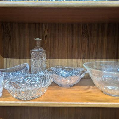 Gorham Cut Class Althea Oval Dish Concave Circle Details Decanter & Bowls