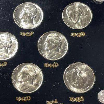 BOWERS & RUDDY 1942 - 1945-P/D/S Silver War Time Nickel Set 11-Coin Set in GEM BU in a Capital Holder as Pictured. Blast White w/Some...