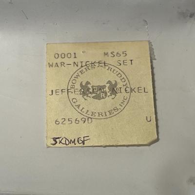 BOWERS & RUDDY 1942 - 1945-P/D/S Silver War Time Nickel Set 11-Coin Set in GEM BU in a Capital Holder as Pictured. Blast White w/Some...