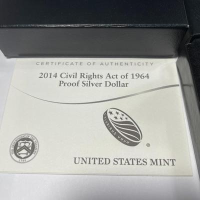 2014-P US Civil Rights Act of 1964 Commemorative Proof Silver Dollar as Pictured. FREE DOMESTIC SHIPPING.