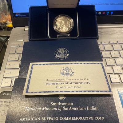 2001-P American Buffalo Proof Silver Dollar Commemorative 90% US Mint Box + COA as Pictured. FREE DOMESTIC SHIPPING.