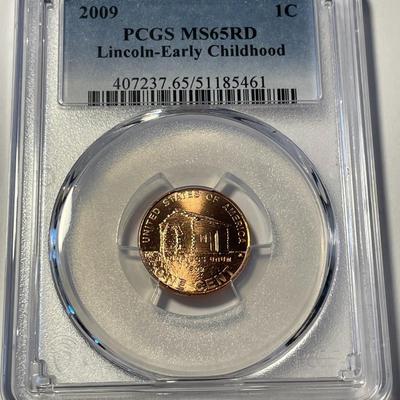 PCGS CERTIFIED 2009-P MS65 RED LINCOLN-EARLY CHILDHOOD CENT AS PICTURED. FREE DOMESTIC SHIPPING.