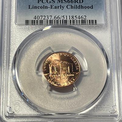 PCGS CERTIFIED 2009-P MS66 RED LINCOLN-EARLY CHILDHOOD CENT AS PICTURED. FREE DOMESTIC SHIPPING.