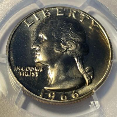 PCGS CERTIFIED 1966 SMS SP67 WASHINGTON QUARTER AS PICTURED. FREE DOMESTIC SHIPPING.