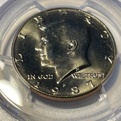 PCGS CERTIFIED 1987-P MS66 KENNEDY HALF DOLLAR AS PICTURED. FREE DOMESTIC SHIPPING.