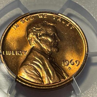 PCGS CERTIFIED 1969-D MS66 RED LINCOLN CENT AS PICTURED. FREE DOMESTIC SHIPPING.