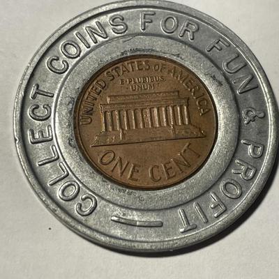 Wichita Coin & Stamp Encased 1964-D Penny "COLLECT COINS FOR FUN & PROFIT" as Pictured. FREE DOMESTIC SHIPPING.