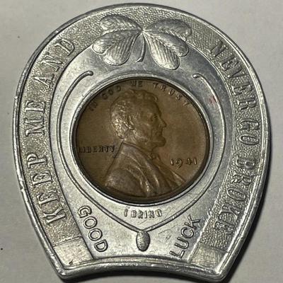 Keep Me & Never Go Broke Good Luck Coin Encased 1941 Penny "DRINK DUQUESNE PILSENER BEER" as Pictured. FREE DOMESTIC SHIPPING.