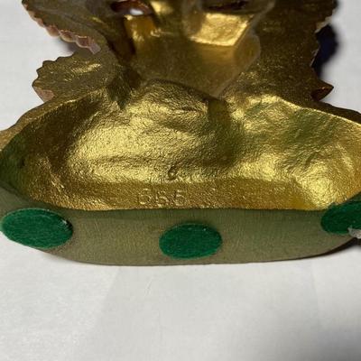 VINTAGE HUBLEY - E PLURIBUS UNUM 7" TALL BOOKEND-AMERICAN EAGLE CAST IRON GOLD PAINTED W/COLOR DOORSTOP. FREE DOMESTIC SHIPPING.