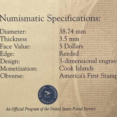 2004 Cook Islands $5.00 Silver/Clad Commemorative Ben Franklin US Postal Service Coin (LOW MINTAGE) as Pictured. FREE DOMESTIC SHIPPING.