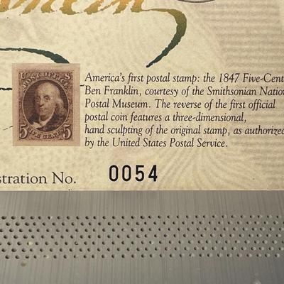 2004 Cook Islands $5.00 Silver/Clad Commemorative Ben Franklin US Postal Service Coin (LOW MINTAGE) as Pictured. FREE DOMESTIC SHIPPING.
