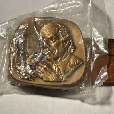 Vintage 1980 Jonas Salk Jewish American Hall of Fame Medicine Honoree SEALED in Cello Bronze Medallion by Artist Hal Reed & Magnes...