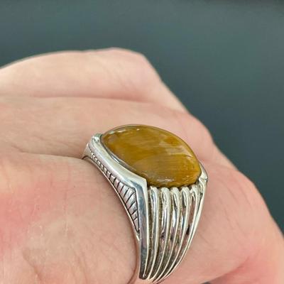 Nice Sterling Tiger Eye Ring size 10
