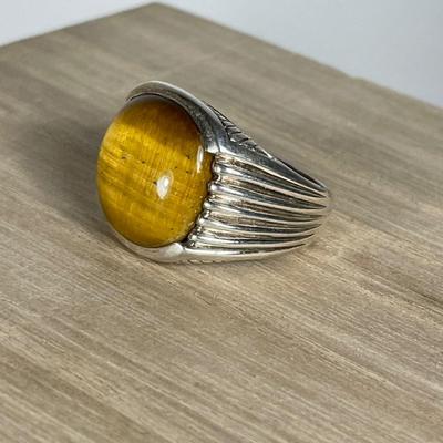 Nice Sterling Tiger Eye Ring size 10