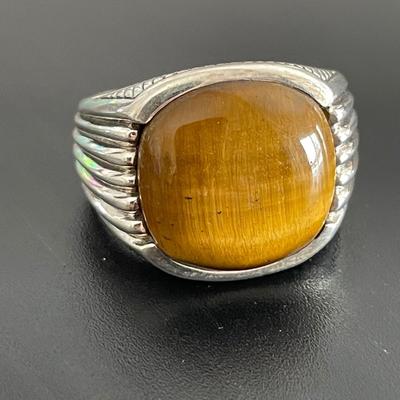 Nice Sterling Tiger Eye Ring size 10