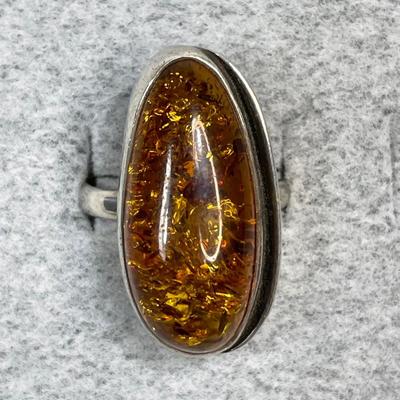 Baltic Amber sterling ring size 7