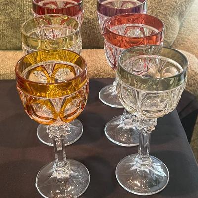 6 crystal water/wine goblets