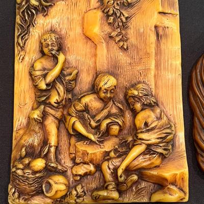 3 vintage wax plaques