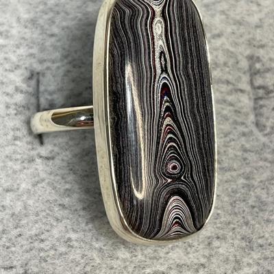 Sterling silver Fordite Ring size 9