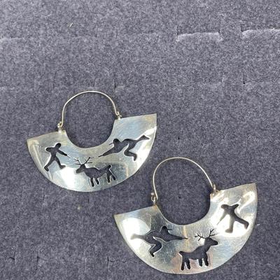 Mexican Sterling Deer hunter Earrings