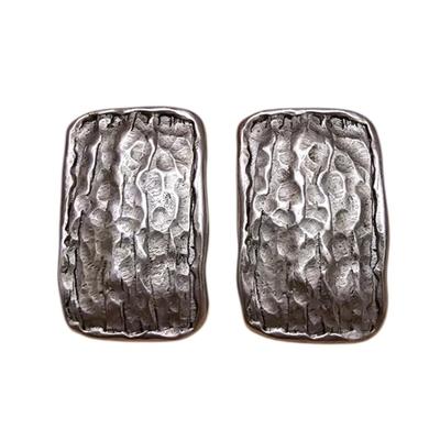 Vintage Silver Toned Hammered Clip-on Earrings