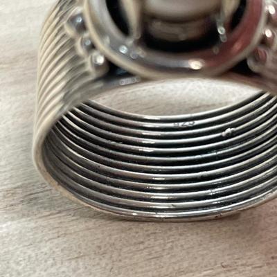 Wide Sterling and Pearl ring size 10