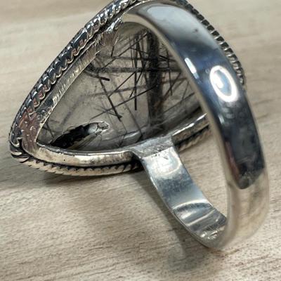 Rutilated Quartz and sterling silver rings. Size 10